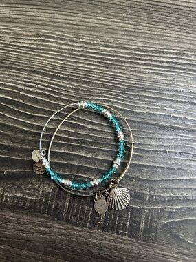 Alex and Ani Turquoise Crystal Stackable Bracelet Set with Shell Charm